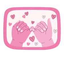 Vector gratuito pinky promete manos con corazones