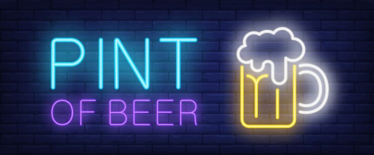 Vector gratuito pint of beer neon style banner