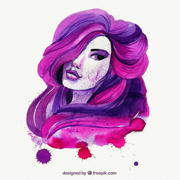 Pintada a mano mujer rosa y morada