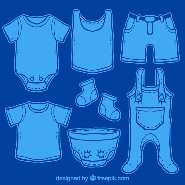 Vector gratuito pintada a mano ropa del bebé azul