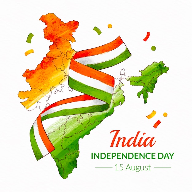 Pintado a mano acuarela ilustración del día de la independencia de india