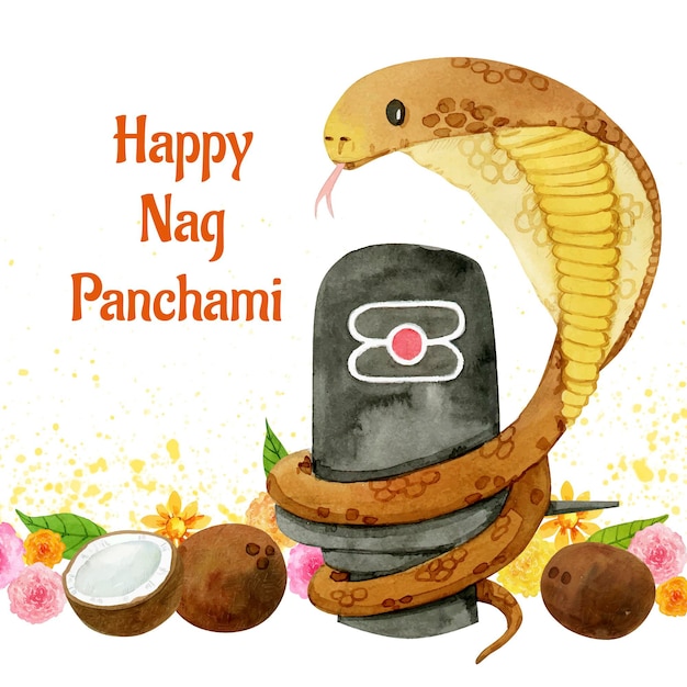 Vector gratuito pintado a mano acuarela nag panchami ilustración