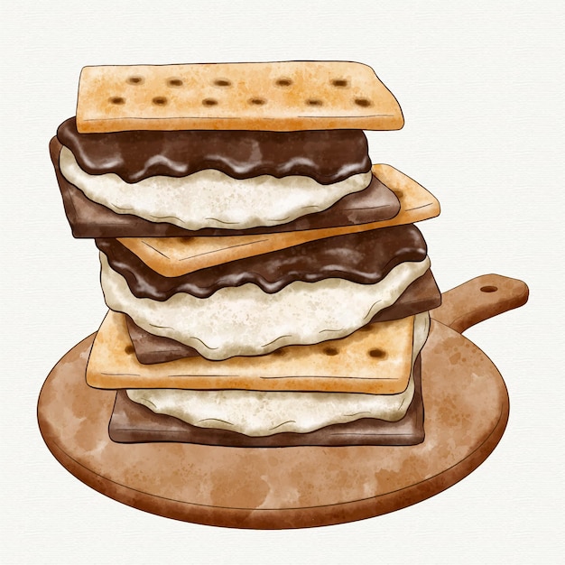 Pintado a mano acuarela s'more ilustración