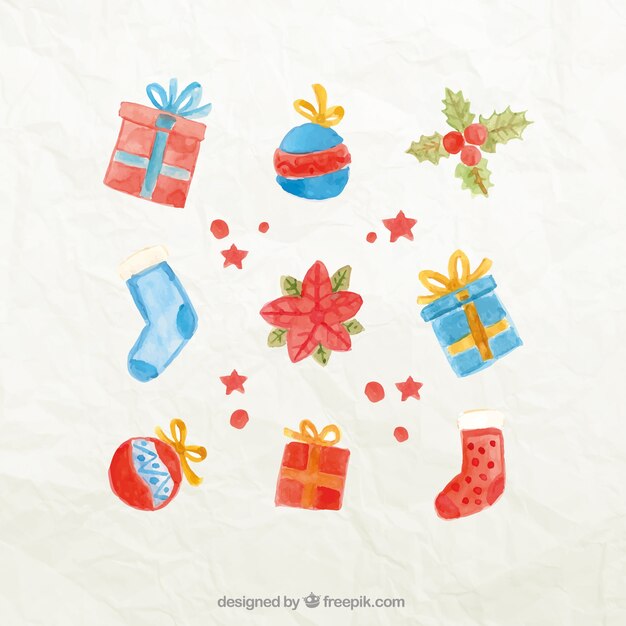 Pintado a mano elementos de la Navidad