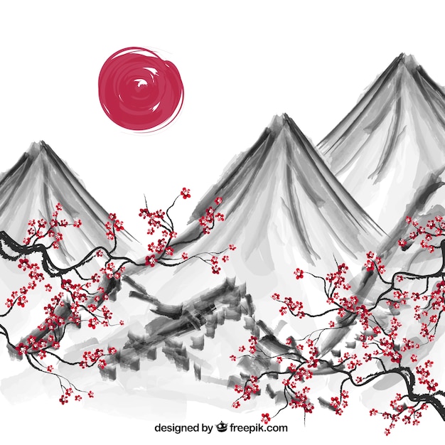 Pintado a mano fondo japonés