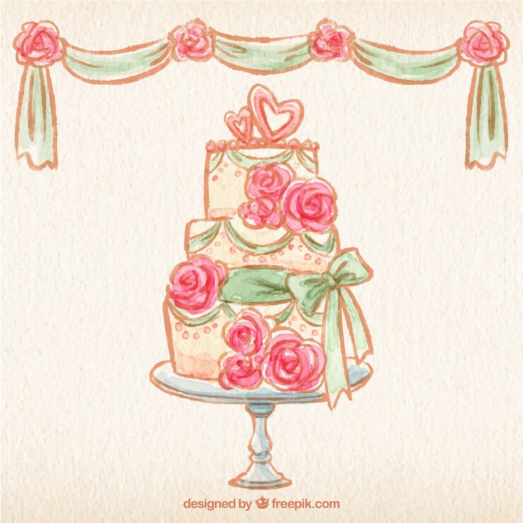 Vector gratuito pintado a mano pastel de bodas
