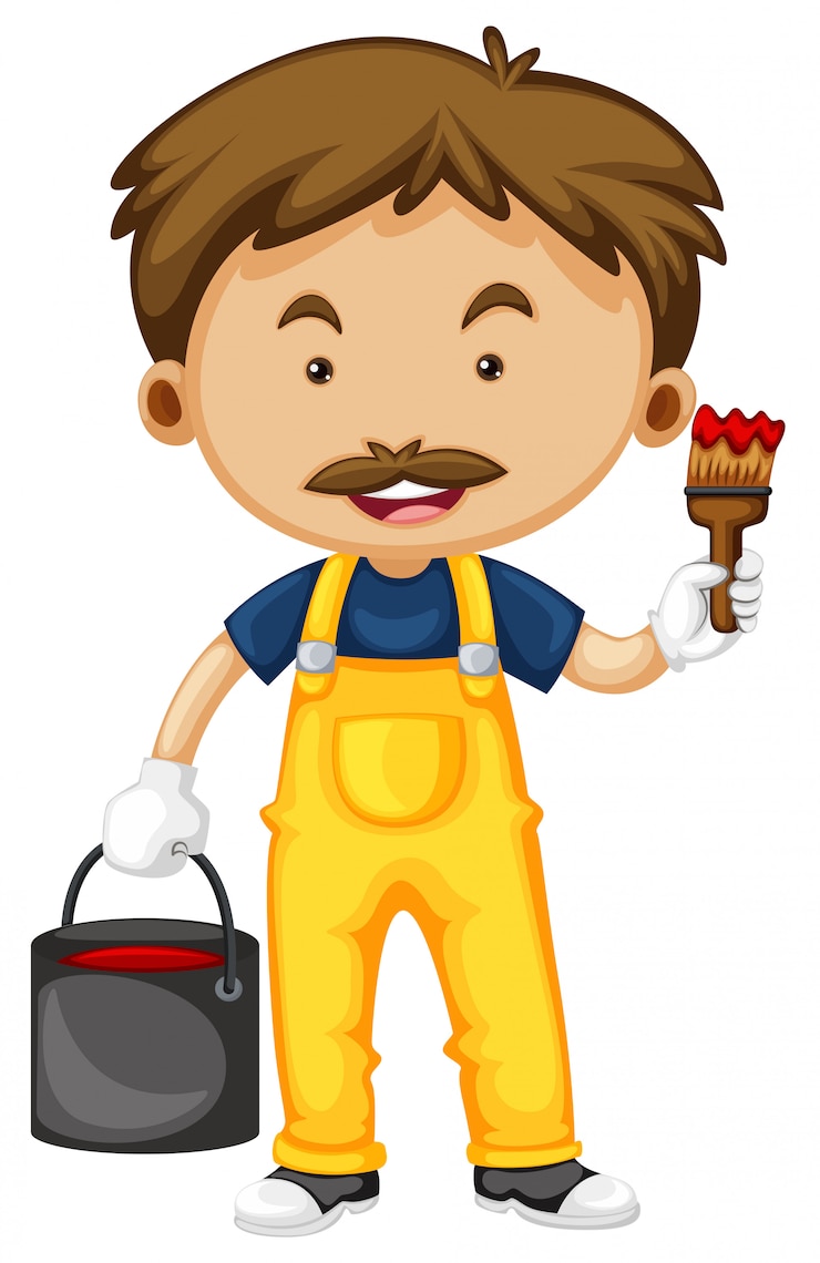 Vector gratuito pintor con pincel y color