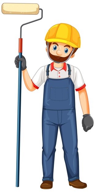 Pintor trabajador de la construcción personaje de dibujos animados