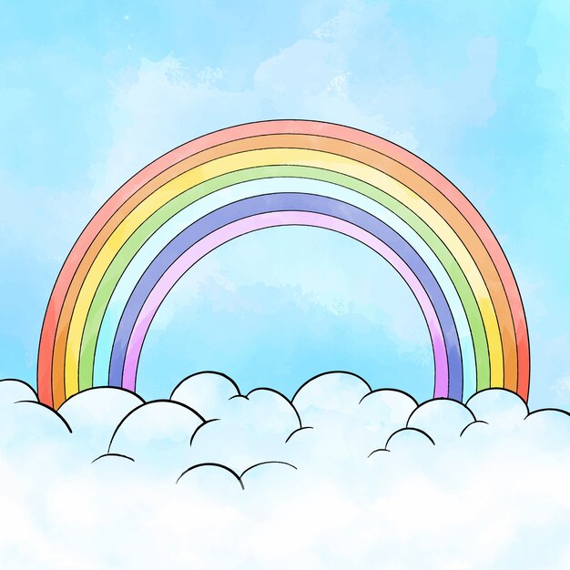 Pintura acuarela arcoiris