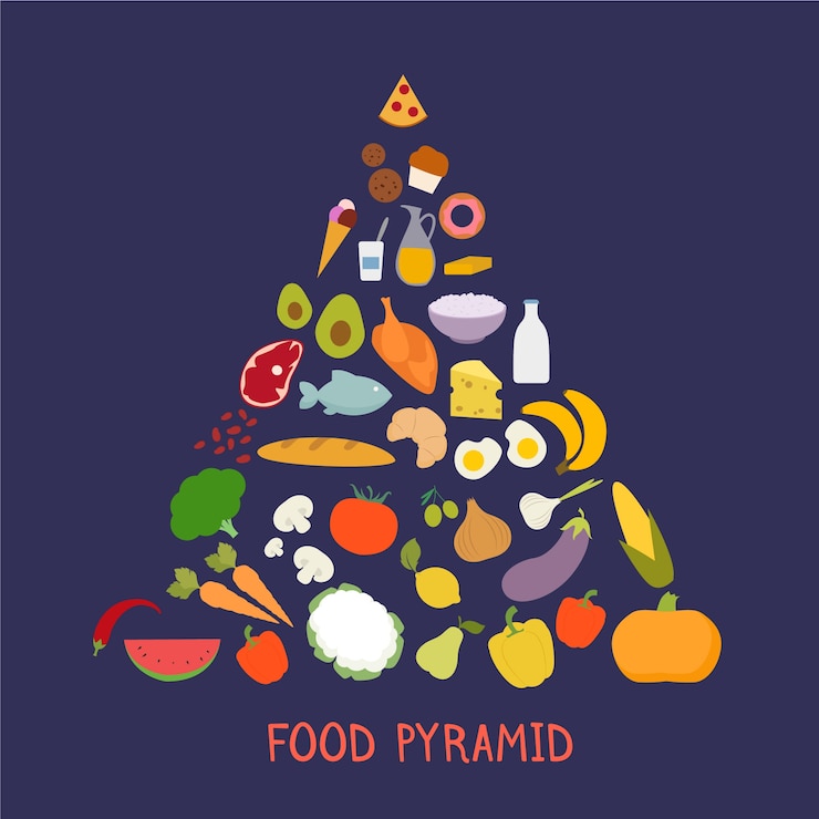 Vector gratuito pirámide alimenticia para la nutrición.
