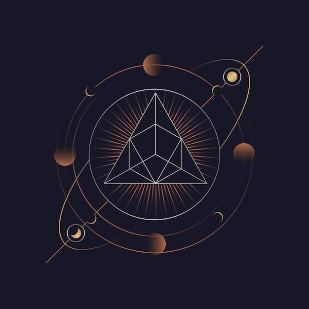 Vector gratuito pirámide geométrica de la carta del tarot astrológico.