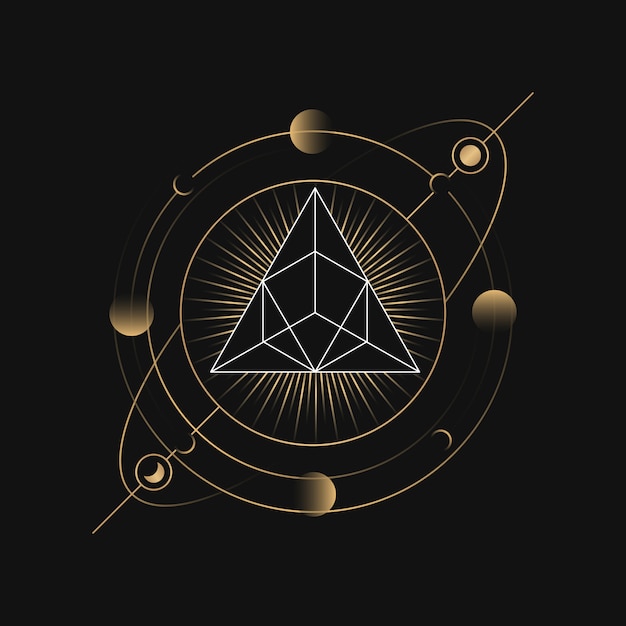 Pirámide geométrica de la carta del tarot astrológico.