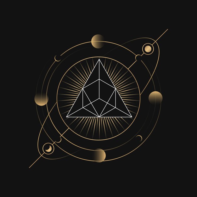 Pirámide geométrica de la carta del tarot astrológico.