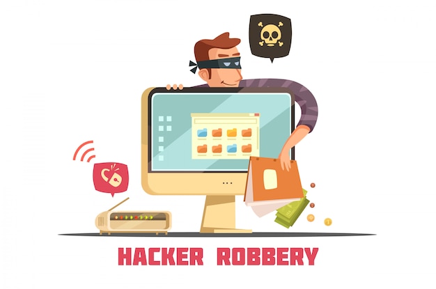 Vector gratuito pirata informático que rompe el código de seguridad para acceder a la cuenta bancaria y robar dinero