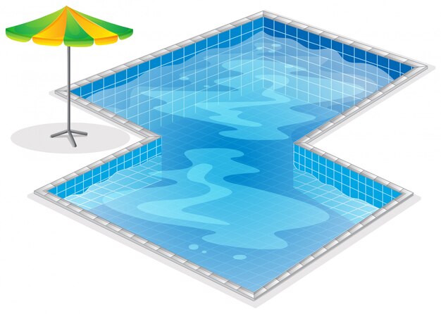Una piscina con sombrilla