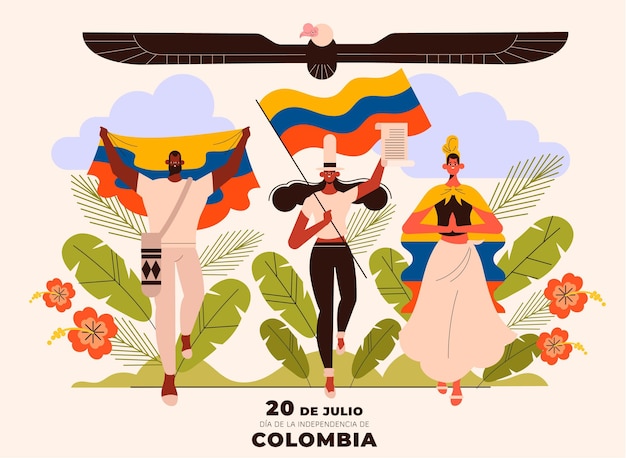 Piso 20 de julio - independencia de colombia ilustracion