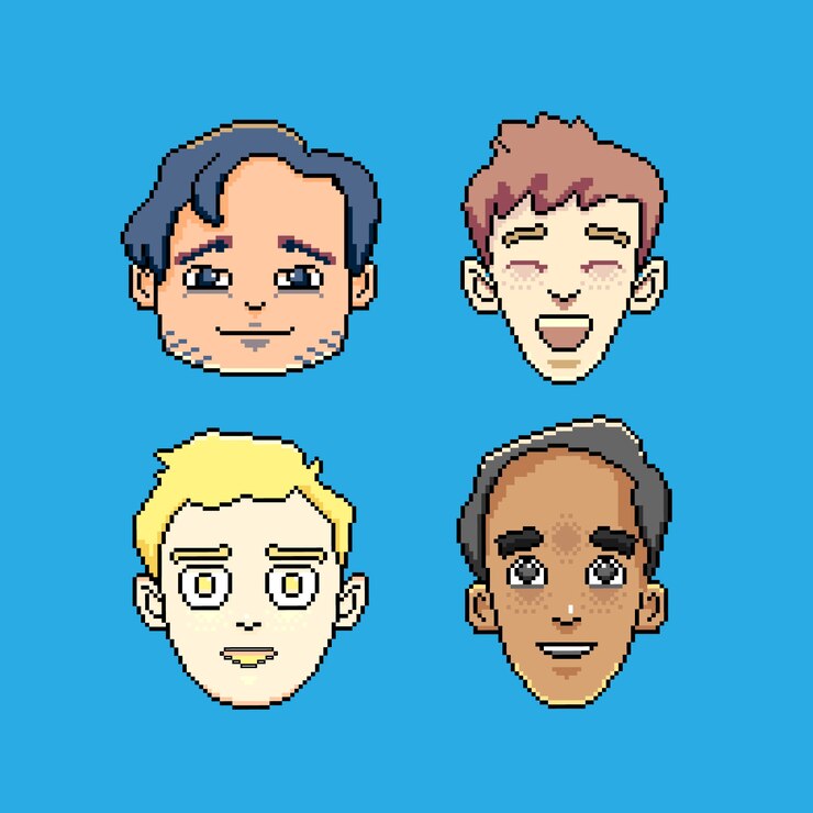 Vector gratuito pixel art de fotos de perfil