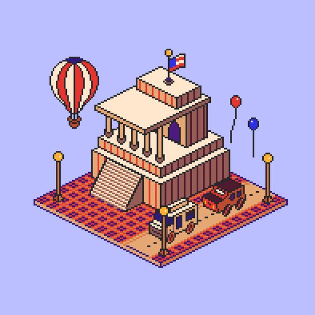 Pixel art plano escena del 4 de julio