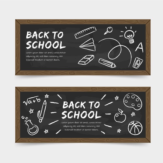 Pizarra de regreso a la escuela pancartas