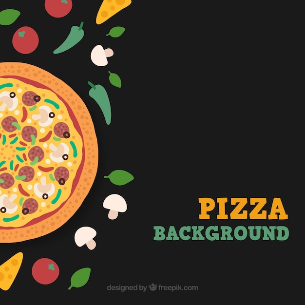 Vector gratuito pizza fondo negro