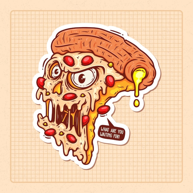 Vector gratuito pizza monsters dibujado a mano color vector doodle ilustración