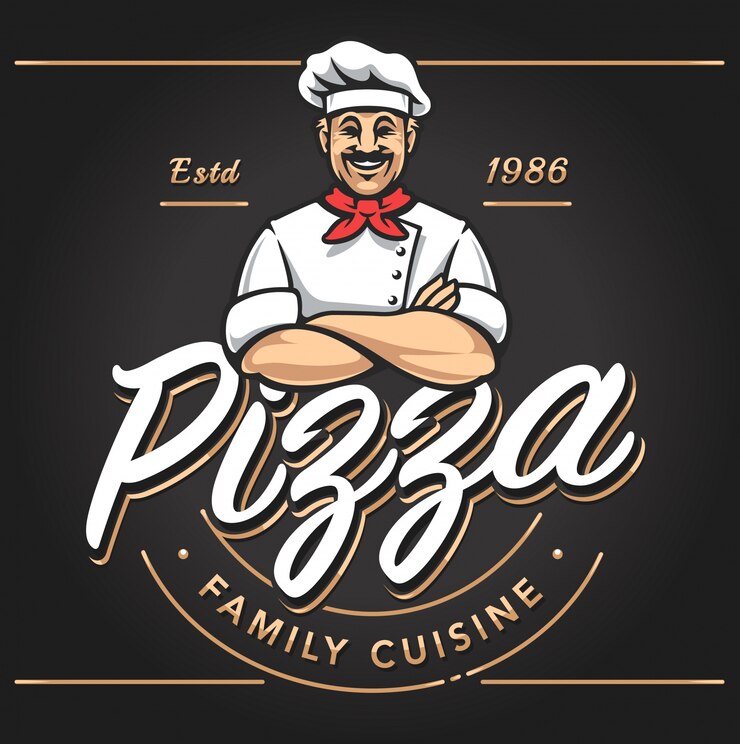 Vector gratuito pizzería emblema diseño