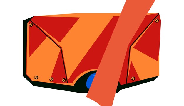Placa en blanco de metal rojo con tornillos, tablero de tecnología para interfaz gráfica de juego, ilustración vectorial de dibujos animados