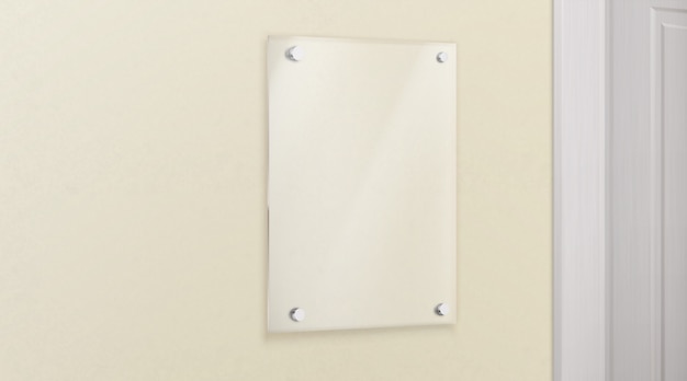 Vector gratuito placa de metacrilato de vidrio en vector realista de pared