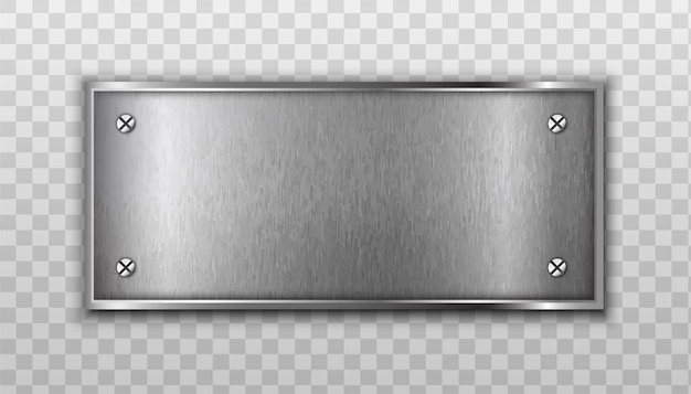 placa de metal aislada en transparente