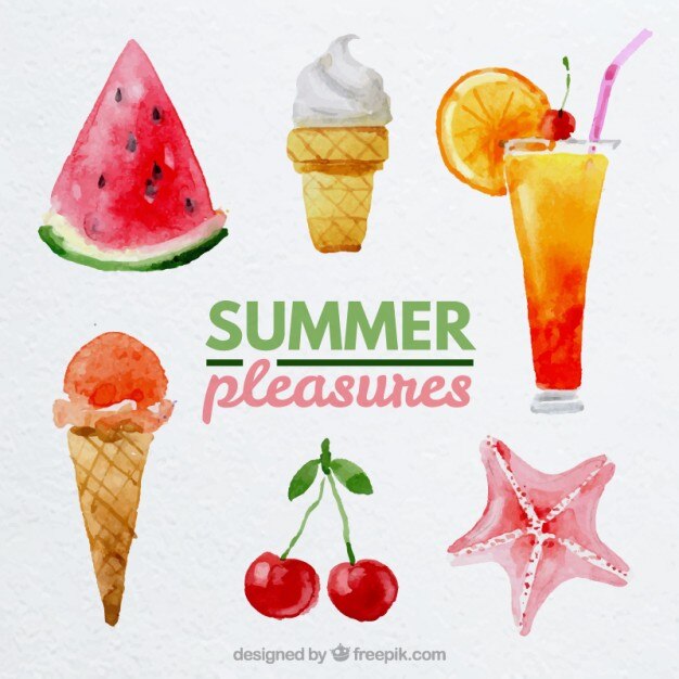 Placeres del verano de acuarela
