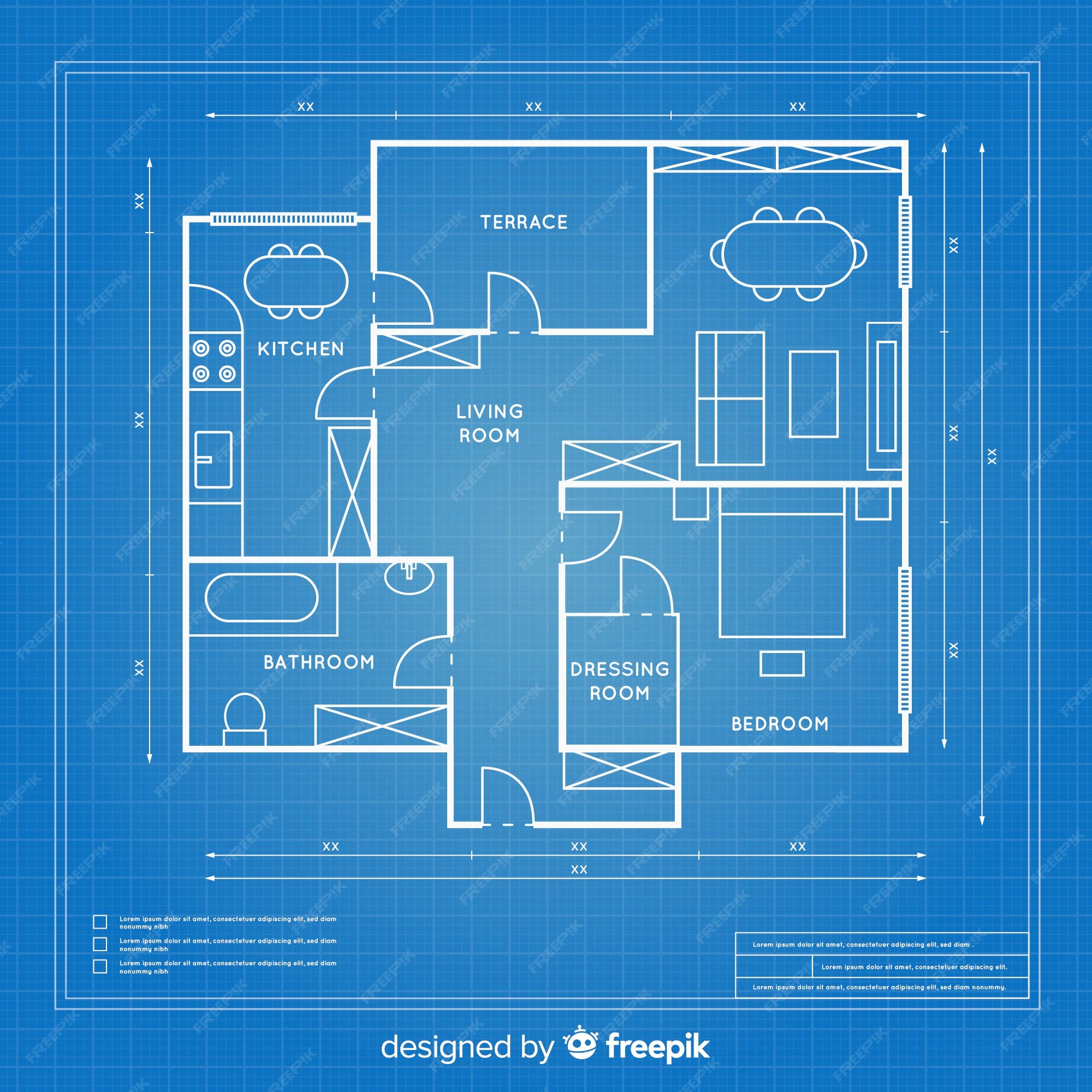 Plan de diseño de planos de una casa | Vector Gratis