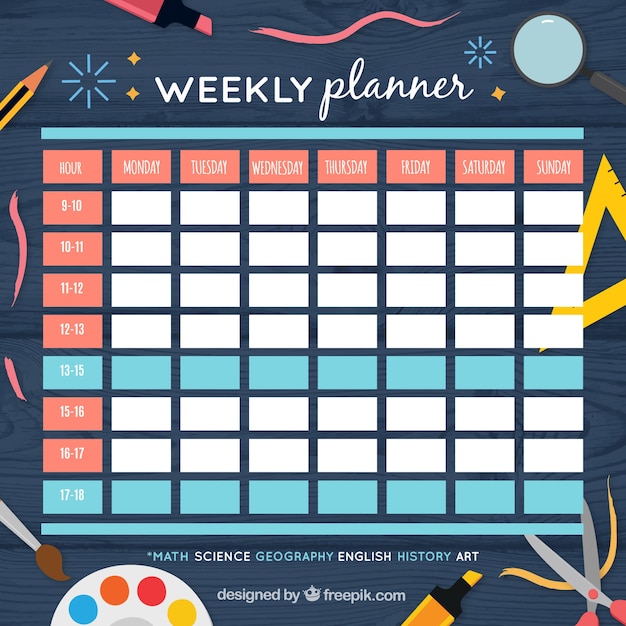 Calendario Con Material Escolar En Diseno Plano Vector Gratis