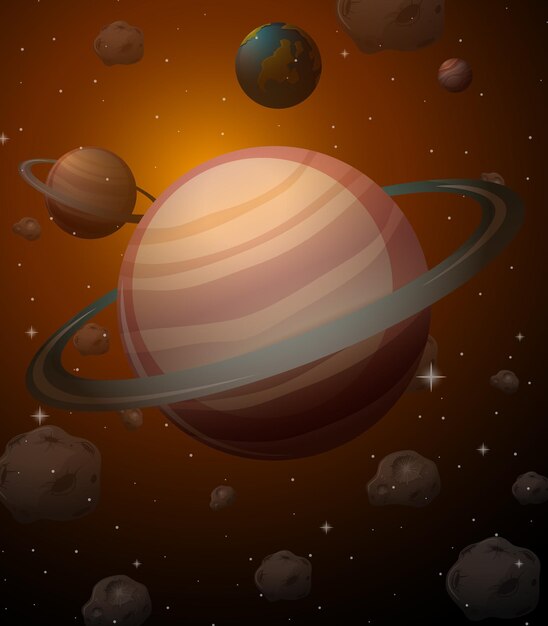 Planeta Saturno en el fondo del espacio