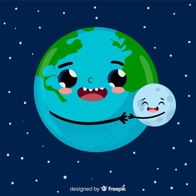 Planeta tierra adorable con diseño plano