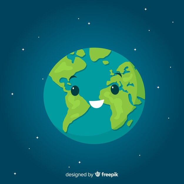 Planeta tierra adorable con estilo de dibujo animado