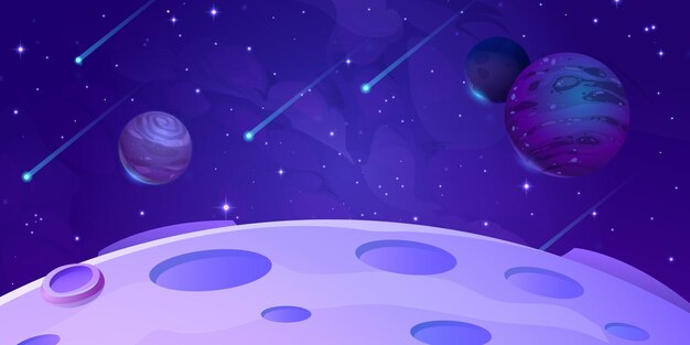 Planetas alienígenas de fantasía y meteoritos en el espacio ultraterrestre