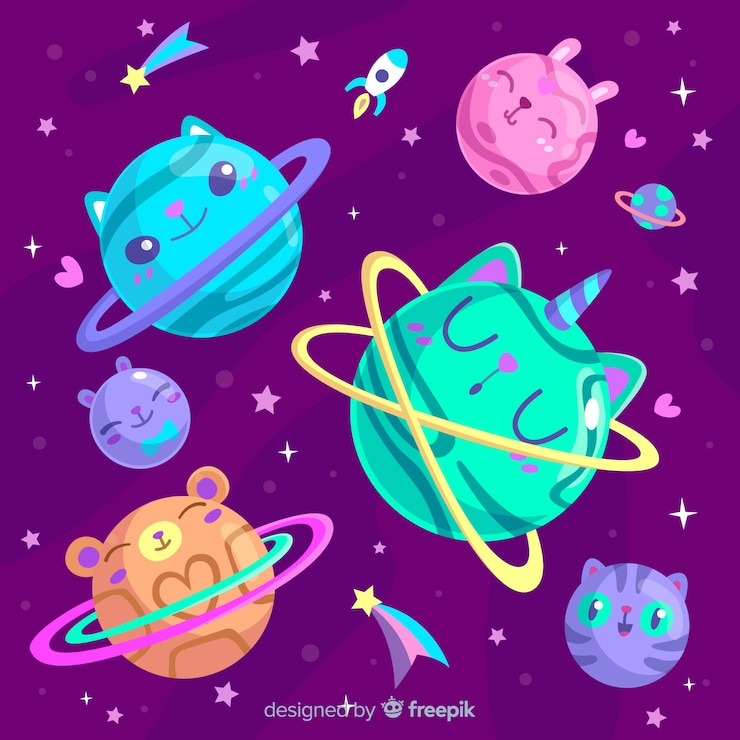 Vector gratuito planetas coloridos del conjunto del sistema solar