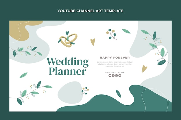 Planificador de bodas de diseño plano arte del canal de youtube