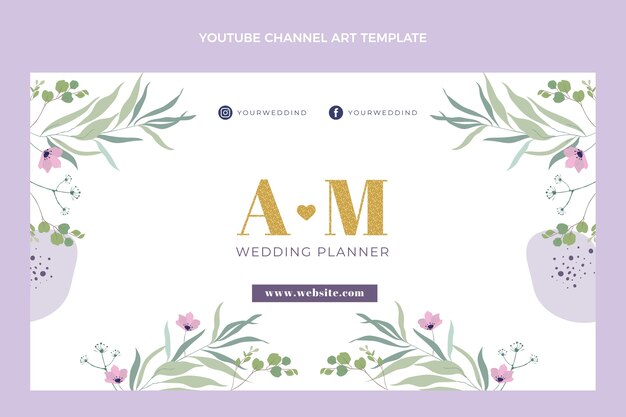 Planificador de bodas plano dibujado a mano arte del canal de youtube