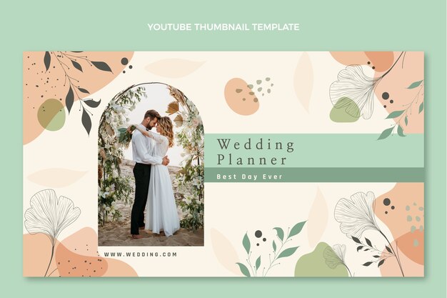 Planificador de bodas plano dibujado a mano miniatura de youtube