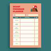 Vector gratuito planificador simple del programa scout