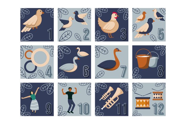 Plano 12 días de ilustración navideña