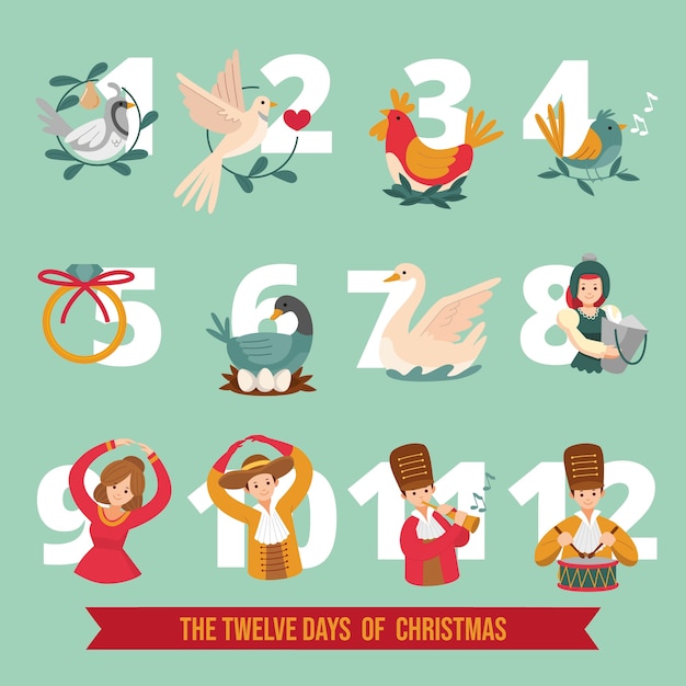 Plano 12 días de ilustración navideña