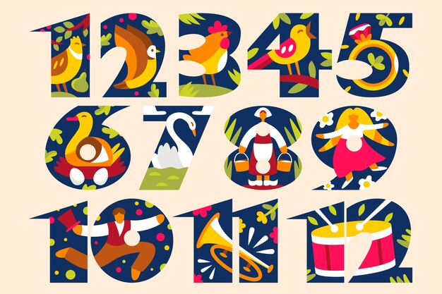 Plano 12 días de ilustración navideña