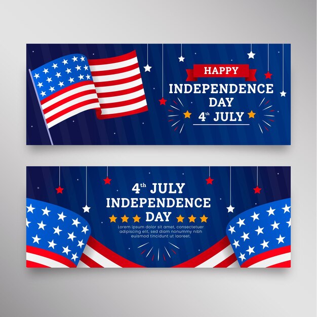 Plano 4 de julio - conjunto de banners del día de la independencia