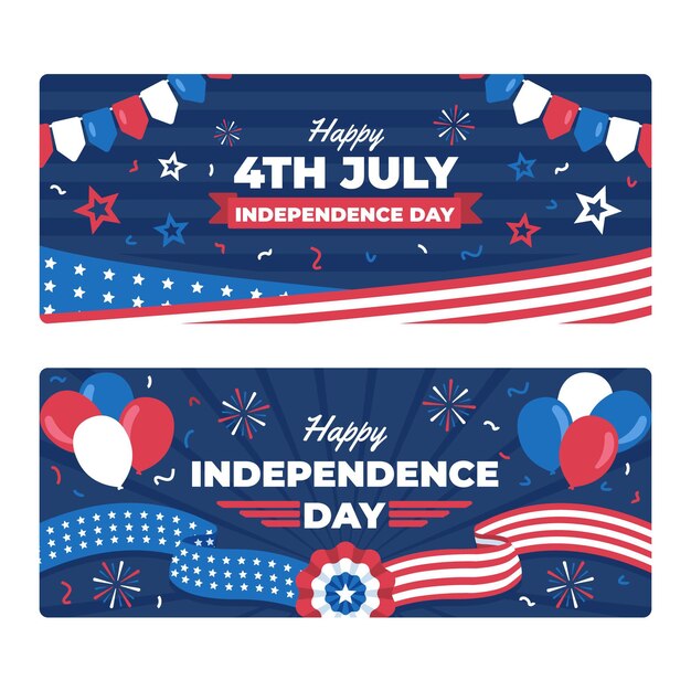 Plano 4 de julio - conjunto de banners del día de la independencia