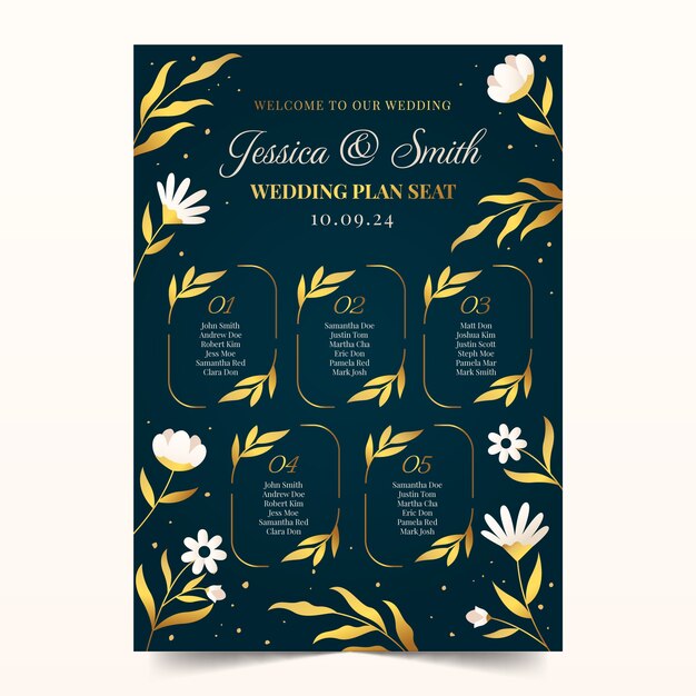 Plano de asientos de boda degradado