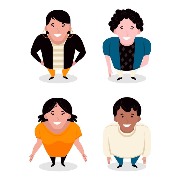 Plano diferentes personas mirando hacia arriba