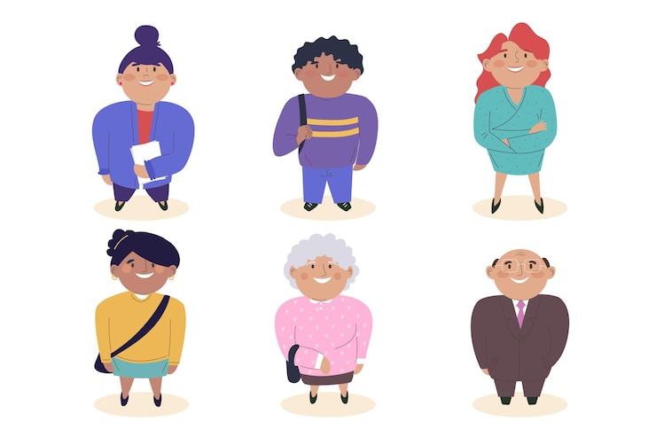 Vector gratuito plano diferentes personas mirando hacia arriba