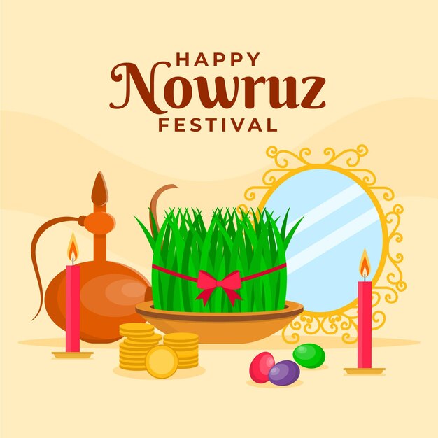 Plano feliz nowruz celebrando